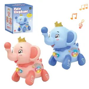 Interactive Crawling Elephant Toy, Cute  Electric Musical & Moves Interactive Baby Toy with Lights for Baby Cute Toddler Gift Sensory Learning Toy