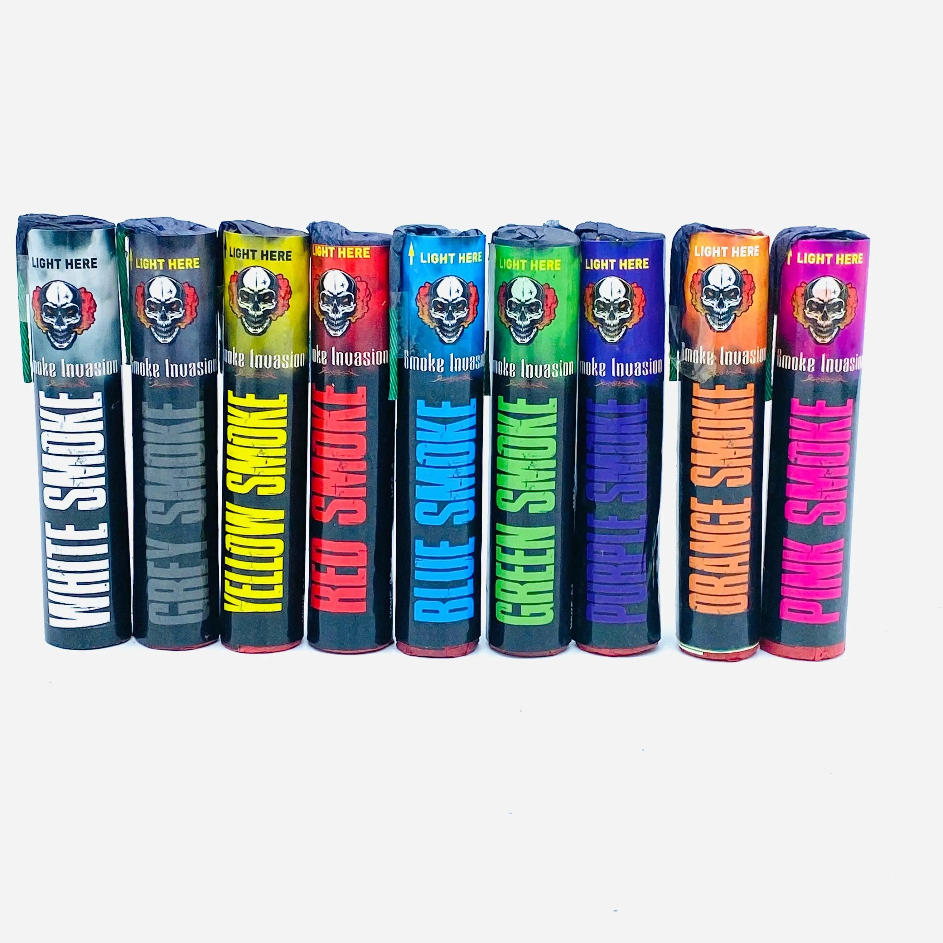 Colorful Color Smoke Bombs for Photography & Party Supplies, Decoration for Gender Reveal, Weddings, 4" Tall, 3/4" Diameter, 35-40 Seconds Duration, Casual Use, Red Blue Pink Purple Orange Yellow Green Gray White Turquoise, Safe