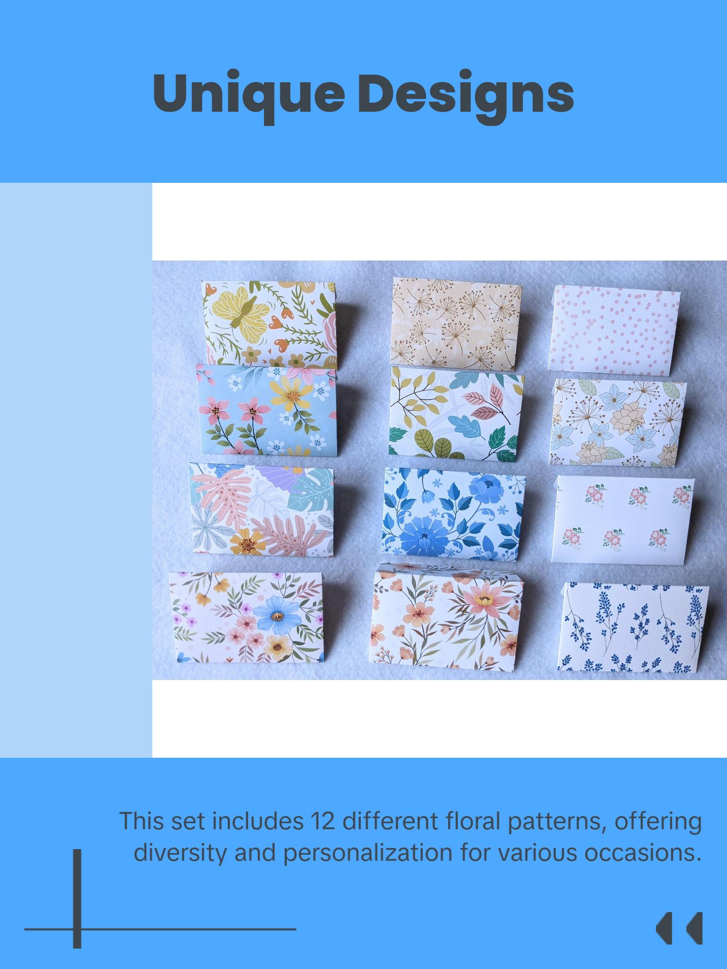 Assorted Floral Mini Envelopes-Mini Cards-Note Cards