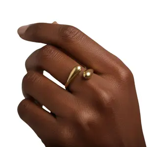 Women's Adjustable Brass Wrap Ring, Casual Ethically Handmade Open Bypass Costume Jewelry Ring