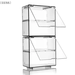 〔CC55〕1Set Double Layer Small Scale Car Model Display Box Transparent Dustproof Storage Box Large Capacity Desktop Organizer Box