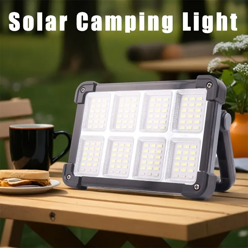 Solar-Powered LED Camping Flashlight with Lithium-Ion Battery, USB+Solar Charging, Type-C Port, Dimmable Brightness, Phone Charging, Easy-Carry Portable LED Lights for Hiking, Emergency Use, Solar Gadgets, Great Gift