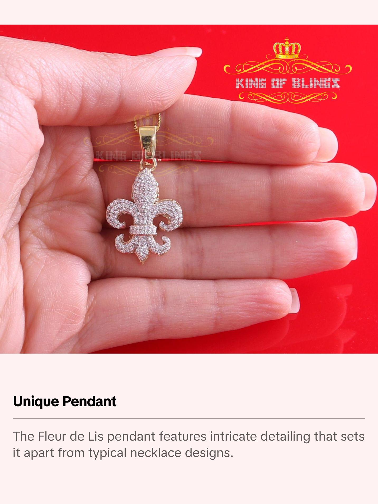 King Of Bling's Promise Yellow Sterling Silver Fleur de Lis Pendant with 1.47ct Cubic Zirconia