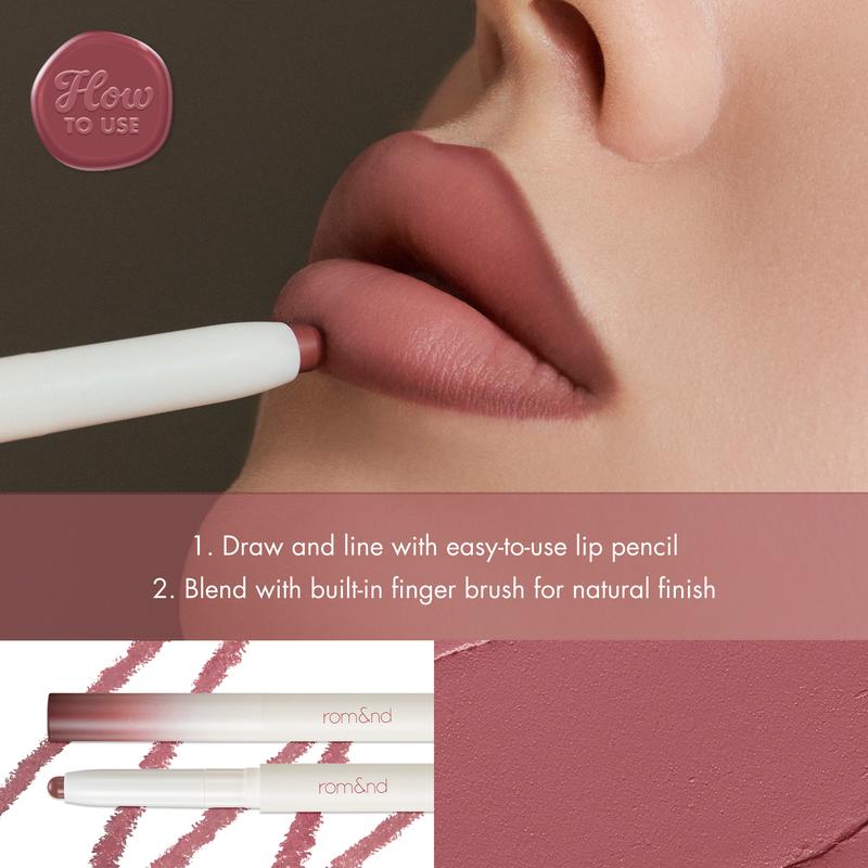 [rom&nd Official Shop] rom&nd Lip Mate Pencil (6 shades 0.5g), Easily Enhance the Shape of Your Lips, Natural Blending