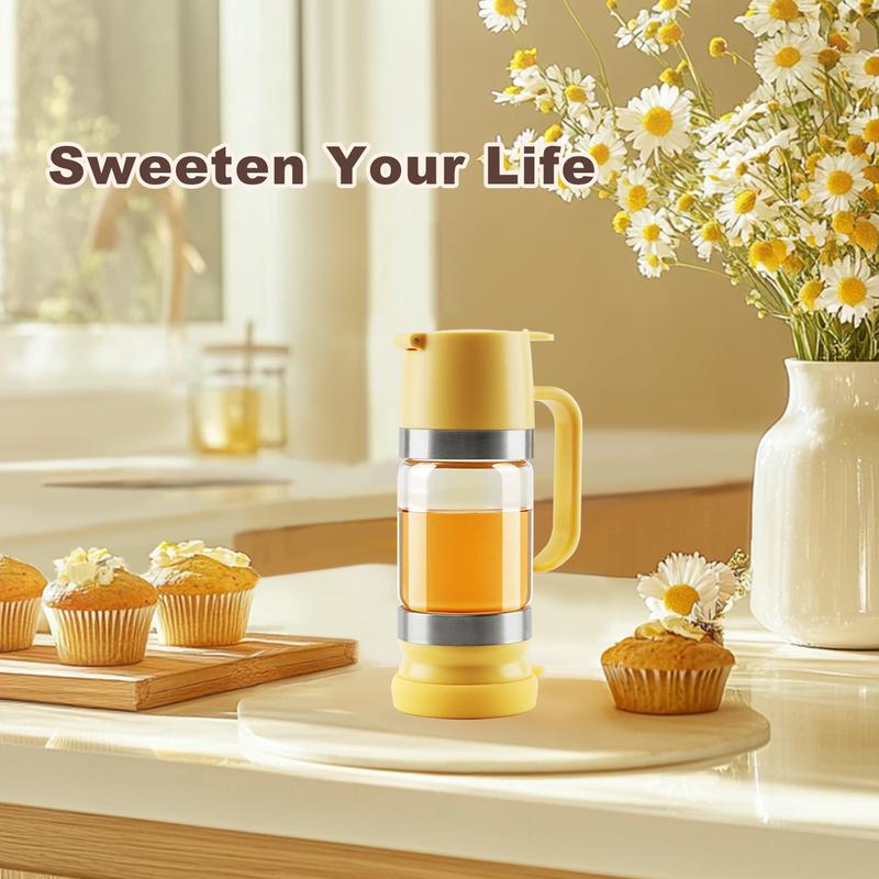 Aelga Glass Honey Dispenser kitchen items No Drip No Mess Leak-Free Design with Handle for Maple Syrup Maintains Freshness Easy to Clean Refill Perfect for Everyday Use