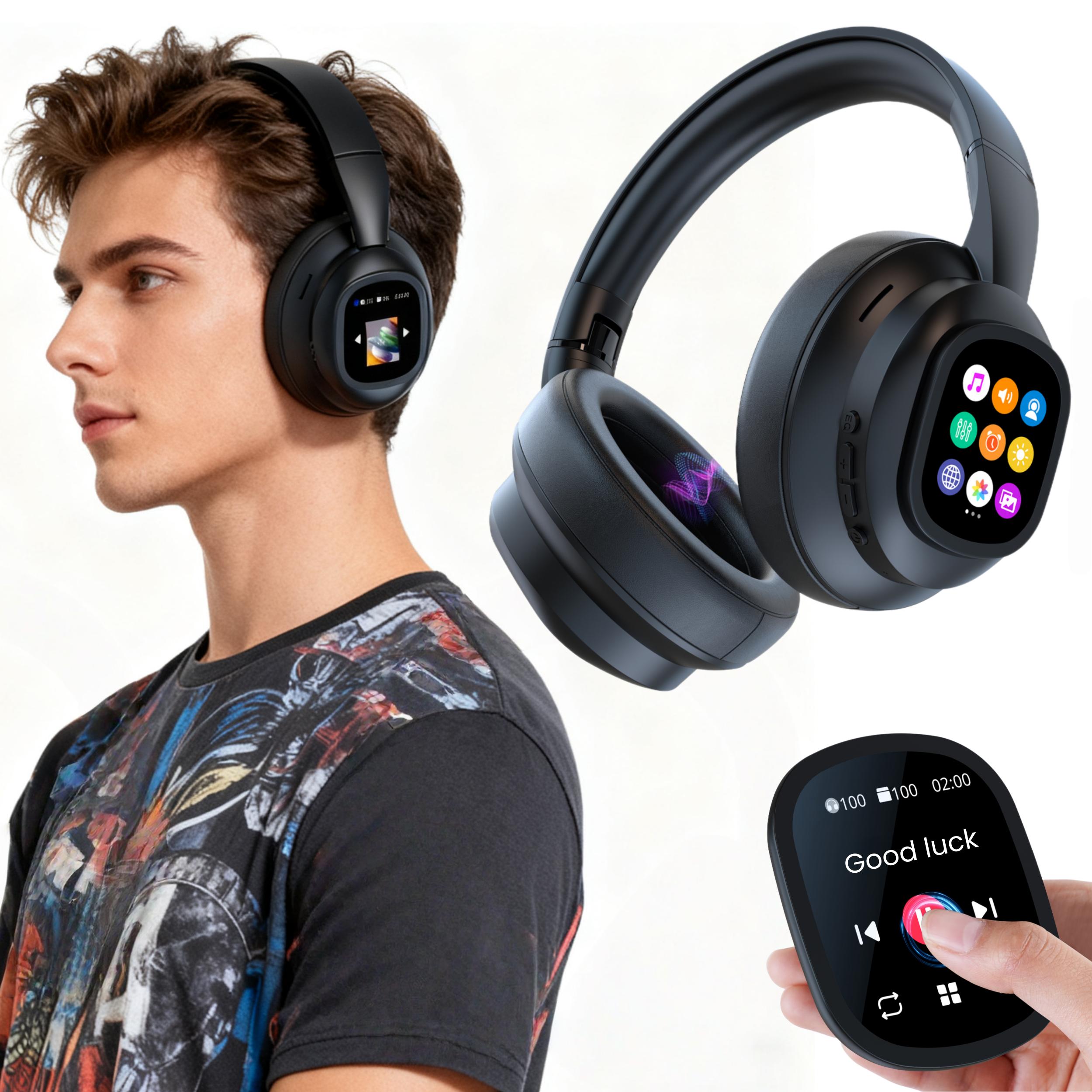 VUB Bluetooth LCD Touchscreen Wireless Headphones with DIY Wallpapers and Multiple Features