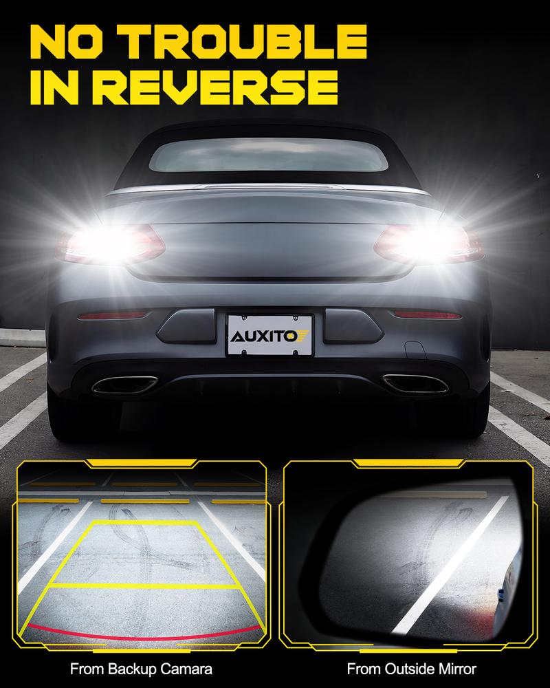 AUXITO 2025 Latest 921 912 LED Bulb Reverse Light, 600% Brighter CANBUS Error Free 912 921 led backup light bulbs, Super Bright T15 906 922 W16W LED Bulb for BackUp Reverse Lights, Pack of 2