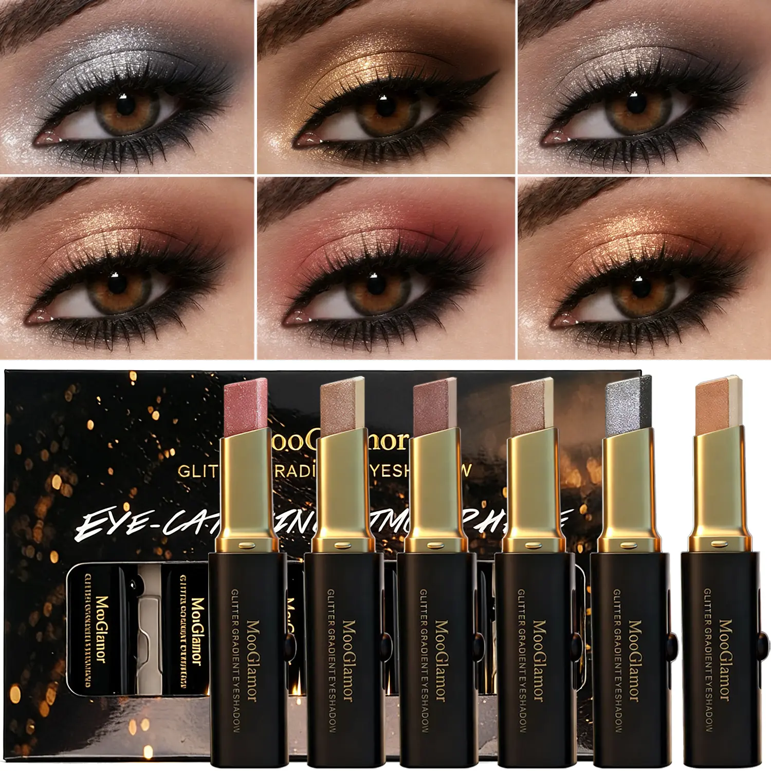MooGlamor Matte Two-Color Eyeshadow Stick Set Long Lasting Makeup Waterproof Highlighter Glossy EyeShadow Pencil Suitable For Beginners daily Cosmetic use