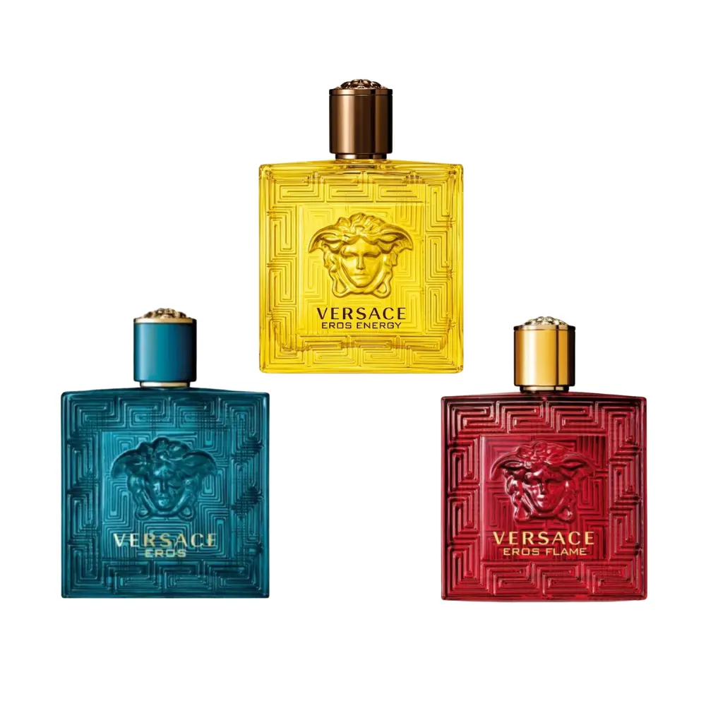 Versace Eros Collection (Eros, Eros Energy, Eros Flame) 3-Pack Tester Set for Men (3 × 3.4 oz) | Classic Fresh Fragrances