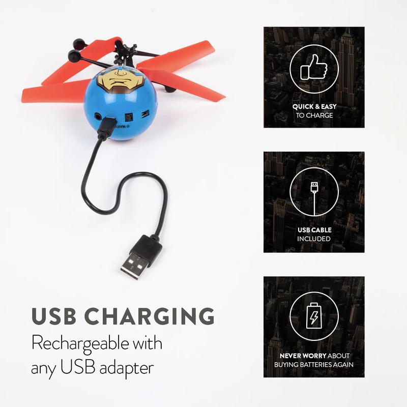 Marvel IR UFO Helicopter Ball  - Captain America, Iron Man, Hulk, X-Men Deadpool, Spider-Man, Thor, Black Panther, Guardians of the Galaxy - Officially Licensed