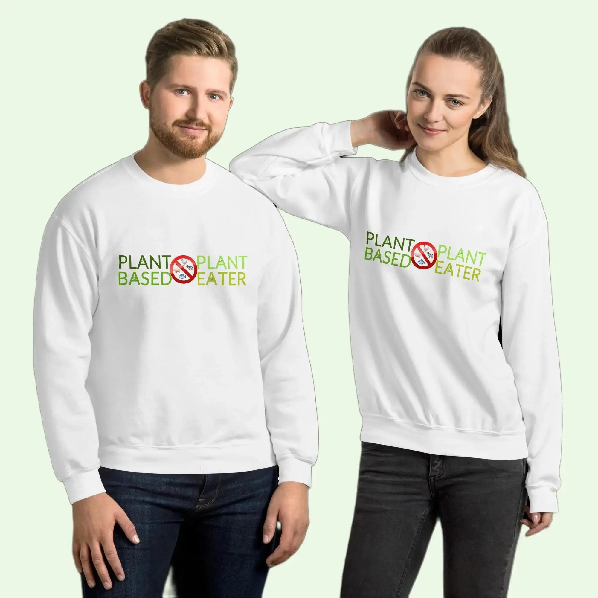 PLANT EATER Unisex Sweatshirt by MojiOG - Vegetarian Vegan Home Herbivore Apparel -Fun Smartphone Emoji Design Comfortable for Men & Women - Available in WHITE & Multiple Colors - Christmas Gift for Family, Friends, Co-Workers, Students, Teachers, Coaches