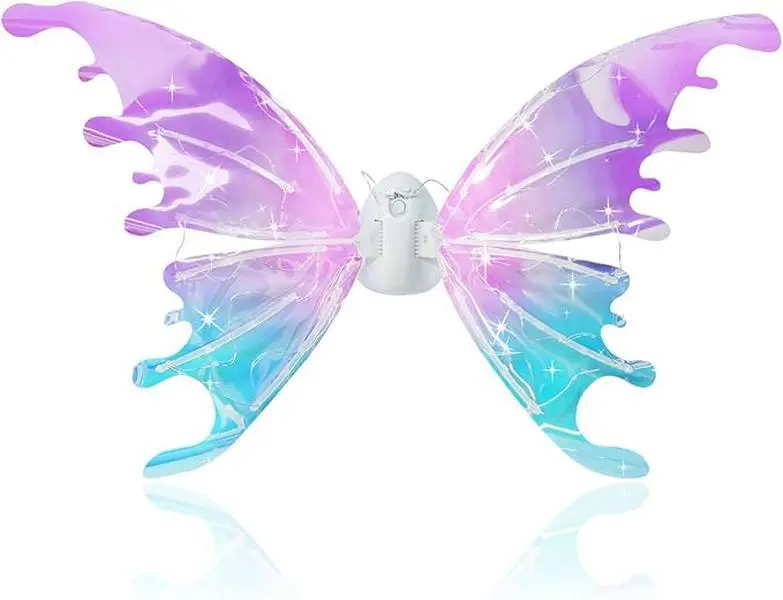LED Princess Fairy Dress-Up Set for Girls Ages 4-8, Light-Up Butterfly Wings with Music and Auto Shut-Off, Kids Costume Toy for Birthday Parties, Halloween, Christmas and Dress-Up Play