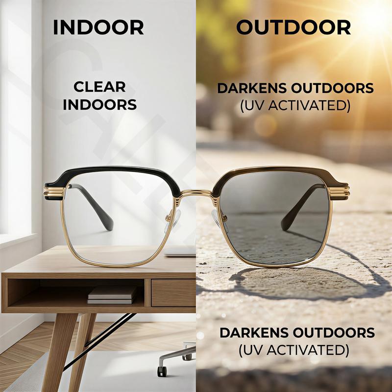 Frameless Smart Zoom Reading Glasses for Men & Women, UV Sun Readers, Computer Anti Blue Light Glasses, Progressive Photochromic Multifocus, Automatic Diopter Adjustment, High-Definition Vision, Blue Light Filter, Ergonomic Design, Soft Silicone Nose Pads