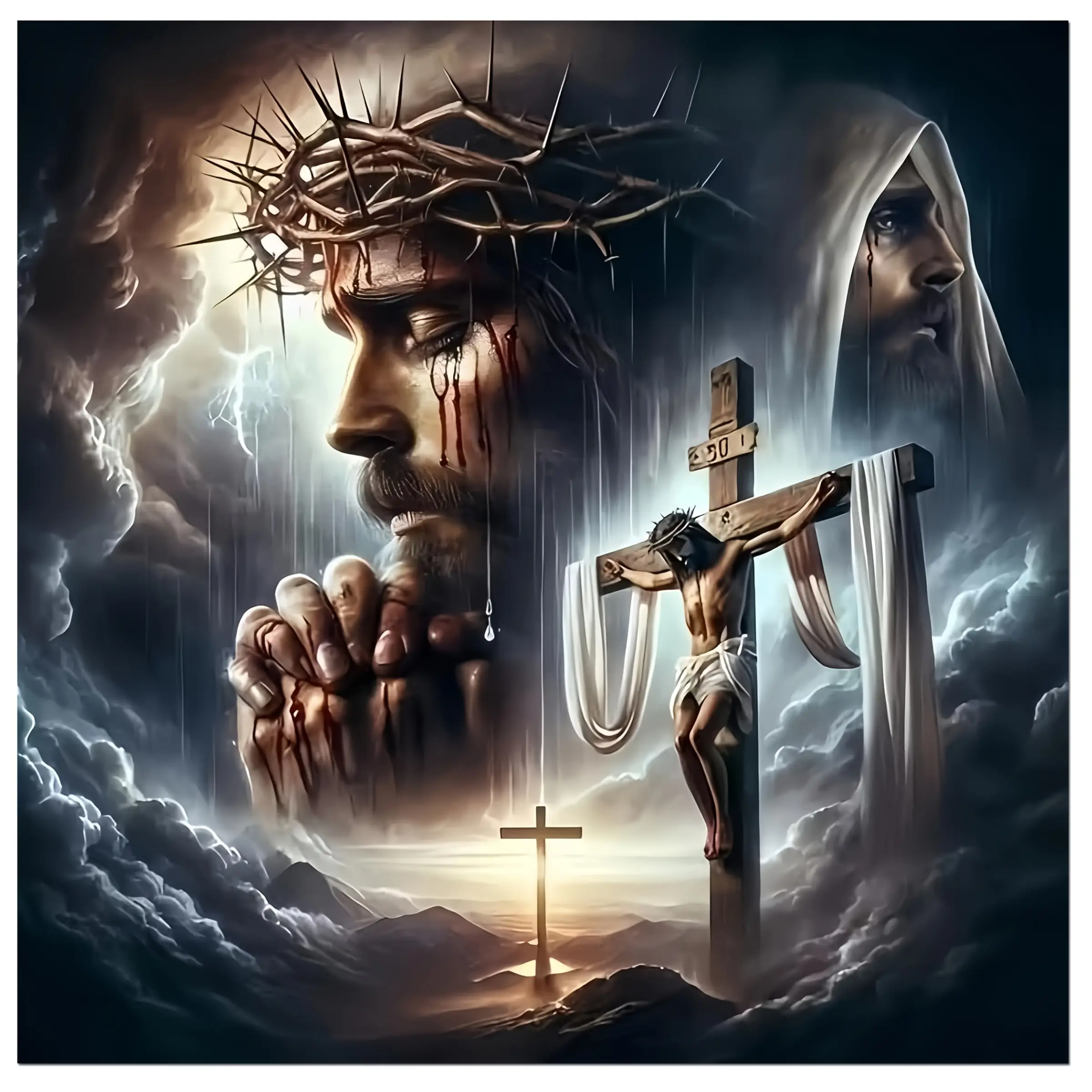 Praying Jesus Diamond Art Kits for Adults, DIY 5D Diamond Painting Kit for Beginners, Full Round Drill Gem Art Dots for Adults, Diamond Dots Paintings Crafts Home Wall Decor 14X14 Inch summerwins