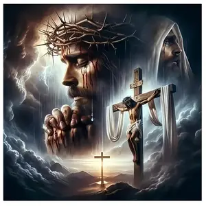 Praying Jesus Diamond Art Kits for Adults, DIY 5D Diamond Painting Kit for Beginners, Full Round Drill Gem Art Dots for Adults, Diamond Dots Paintings Crafts Home Wall Decor 14X14 Inch