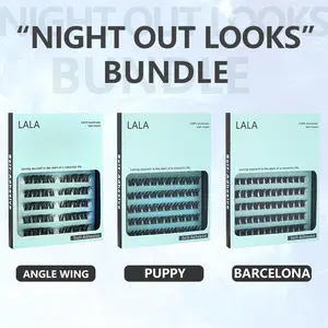 【3 boxes BUNDLE/Save more】【Customized Bundle】LALA DIY Eyelashes Self Adhesive Lash Clusters Pre glued Eyelash Clusters No Glue Needed Lashes Wispy D-curly Cluster Eyelash extensions  Individual Lashes