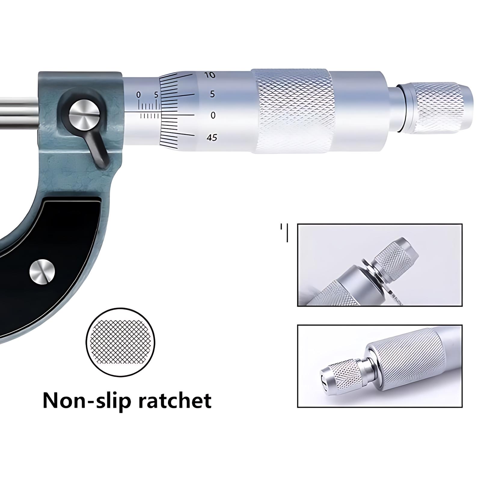 Easy Grip Micrometer 0 25mm with Ratchet Stop and Locking Nut Precision Machinist Tool for Metalworking Mechanical Engineering Workshop DIY Builders and Hobbyists