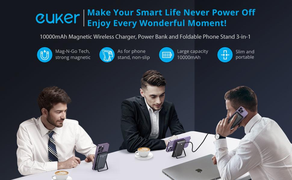 GARVEE Wireless Portable Charger: 10000mAh Magnetic Power Bank with PD 20W Fast Charging, LED Display & Foldable Stand, Compatible with iPhone 13 & 12 Series - Pro Max/Pro/Mini