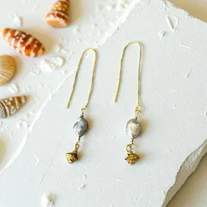 Midnight Shell Threader Earrings – Noir Tide Collection