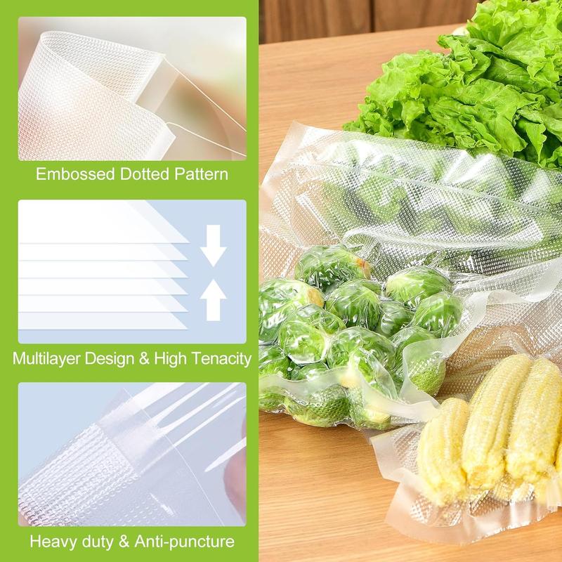 Bonsenkitchen Vacuum Sealer Rolls Bags, 6 Pack 3 Rolls 11" x 20' + 3 Rolls 8" x 20' Commercial Grade BPA Free Bag Rolls, Durable Customized Size Food Vac Bags for Storage and Sous Vide Cooking VB3211