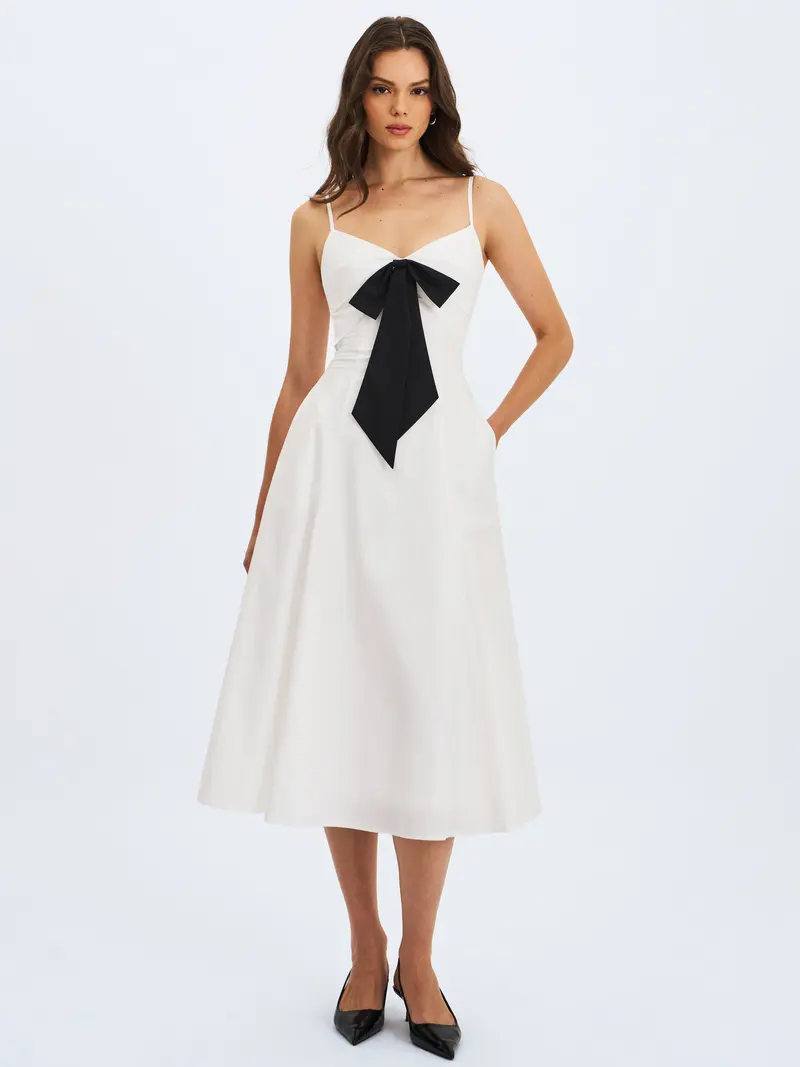 slim fit dress slacks Embellished Butterfly Fit and Flare Tea-Length Dress