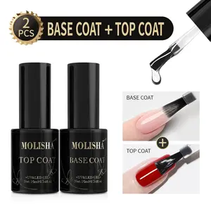 Molisha Nail Art Essential Top Coat & Base Gel Long Lasting Shine Strong Adhesion Protects Natural Nails Suitable for Any Manicure U/V LED Lamp Cured Ideal Gift for Girls graphene  aerogel