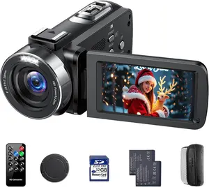 Video Camera 4K, Camcorder 42MP, 3.0" 270° Rotation Screen Cam Corder, 18X Digital Zoom YouTube Camera with 2 Batteries/Remote Control/Webcam/32G SD Card/Lens Cap