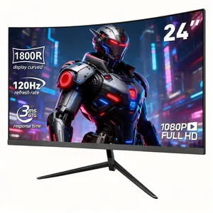 New 24 Inch Curved Gaming Monitor 120Hz 1ms IPS, AMD FreeSync, Compatible with PS5 Xbox