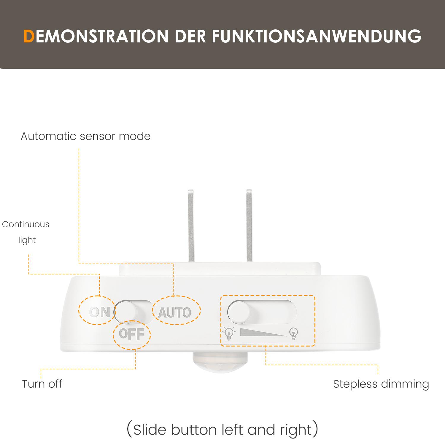 Motion Sensor Night Light Dimmable Plug-in Wall Light 1-Pack Warm White Cozy Ambiance Ideal for Bedrooms Bathrooms