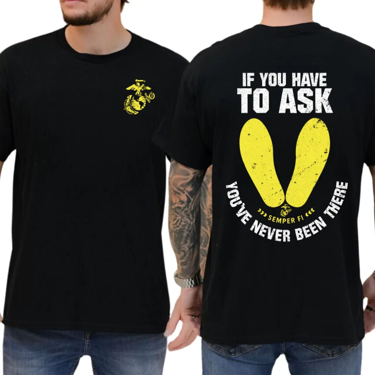 Men's USMC Slang Tribute T-Shirt - Tactical Marine Veteran Graphic Tops, 100% Cotton Seamless Textured Garment, Unisex Soft Comfort Fit Eagle Tee Gift for Marines, All Seasons LK00093TB, Shortsleeve, Casual, Athletic