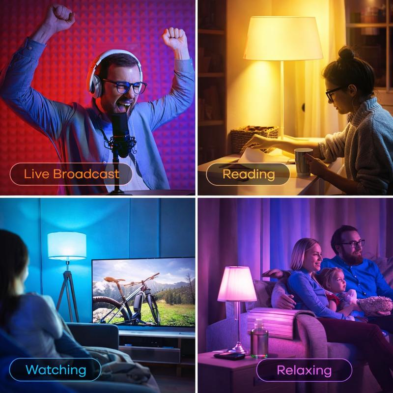 LED Smart Light Bulbs, LED Light Bulbs Color Changing,Smart Bulb That Work with Alexa & Google Home,  Multiple Preset Scene, Music Sync, 2.4GHz RGB WiFi Bluetooth Light Bulb