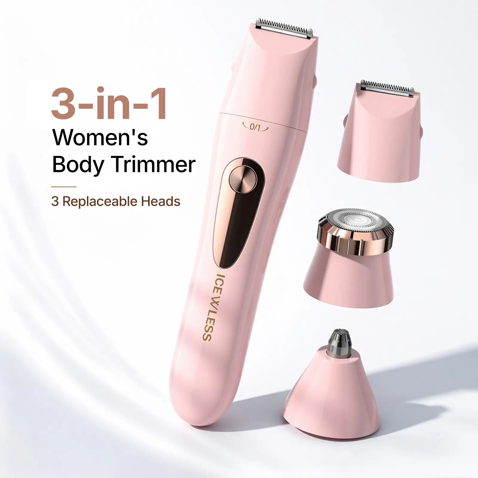 Women's 3-in-1 Cordless Rechargeable Electric Shaver Machine ST-002 - Li-ion Rechargeable Battery, Precision Grooming for Face, Eyebrows, Nose, Smooth Shave for Daily Care