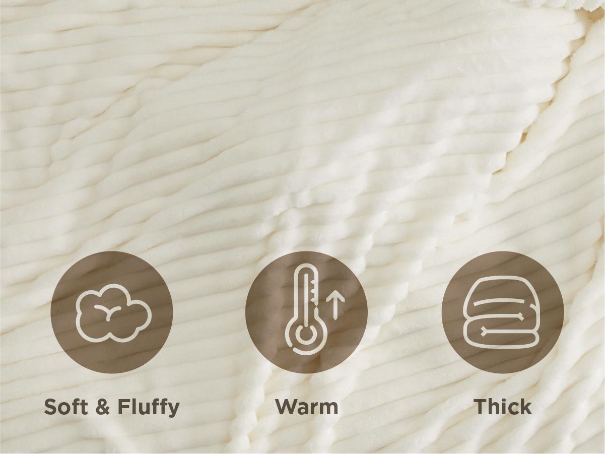 【Spring Glow Up】Bedsure Striped Sherpa Blanket Super Soft Cozy Plush Fleece Flannel Solid  Modern Lightweight Comforter