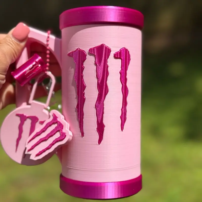 Can Holder Energy Drink with Lid & Opener | 3D printed Reusable Beverage Cooler Drinkware
