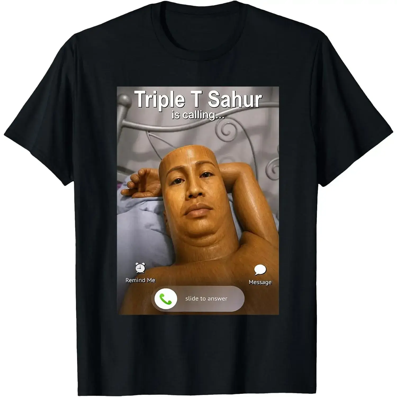 Unisex Pure Cotton Short-Sleeved T-Shirt - Men's Male Clothing, Funny Triple T Sahur is Calling Brainrot Meme Graphic Shirts, Good Graphic Tees, Summer Streetwear Gifts, Meme Shirts Funny