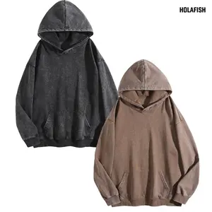 2 Pcs Vintage Acid Wash Oversized Hoodies for Women Men Super Soft 60% Cotton 40% Polyester Long Sleeve Pullover Fall Winter Casual Shirts 2Pcs Pack