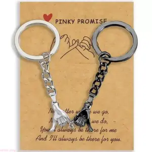 2PCS Pinky Inspired Interlock Couple Keychain Set, Trendy Portable Daily Carry Charm With Sturdy Durable Build, Sweet Symbolic Keepsake Gift For Anniversary Occasions, Romantic Present For Girlfriend And Lover Matching