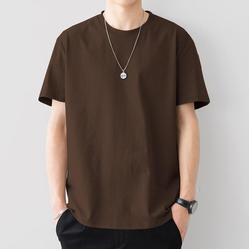 Men's Classic Plain Short-Sleeve Crew Neck Tee, Casual Loose Fit Medium Length Top for Casual Daily Wear, Essential Menswear Basic