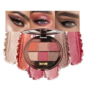 6-Color Shimmer Matte Eyeshadow Palette, Neutral Nude Diamond Sparkle Shades, Highly Pigmented Blendable Waterproof Long-Lasting Eye Makeup, Silky Smooth Pearl Finish, Ideal for Friends-A08