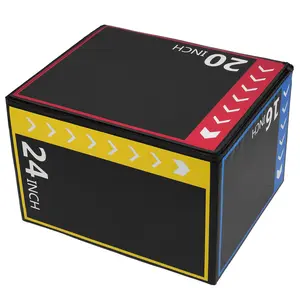 Non-Slip Multi-Use Cushioned Plyometric Jump Box – 3-in-1 Adjustable Height (16/20/24 Inch) for Jumping, Conditioning & Strength Training, Thick Cushioned Surface for Impact Absorption & Comfort