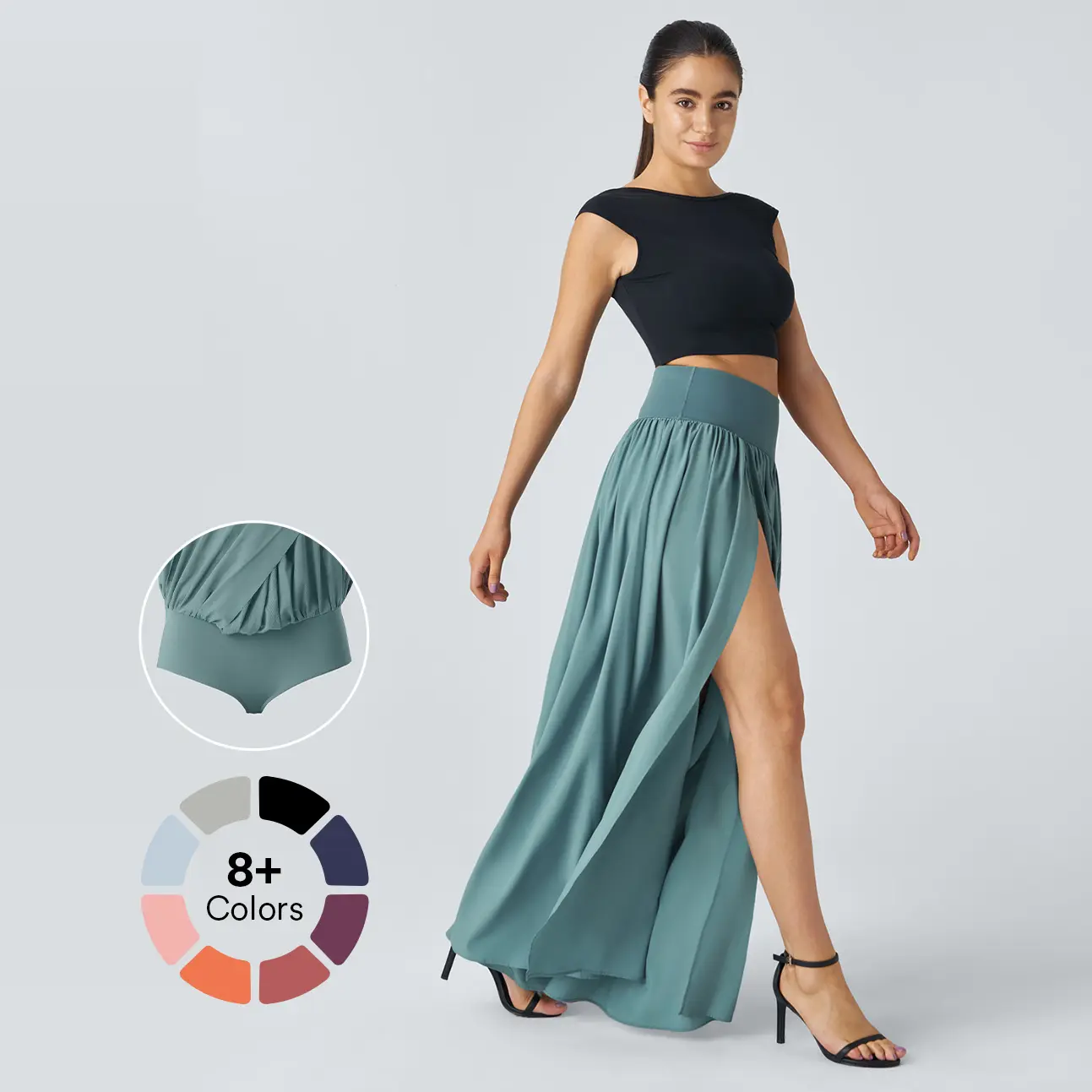 Halara Breezeful High Waisted Plicated Split 2-in-1 Flowy Quick Dry Maxi Casual Skirt Activewear Dance Breathable  Athleisure Womenswear Workout Comfort Bottom Bridal #summervibes