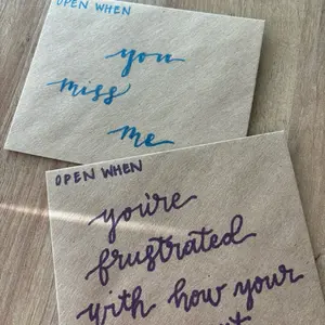 Warm Wishes Paper Co. 'Open When' Bundle for Long Distance Friends or Lovers - 8 Handmade Calligraphy Envelopes & Cards for Various Occasions