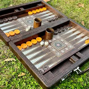 Personalized Leather Backgammon Set, Handmade Wooden Backgammon Set Anniversary Gift, Best Gift Idea for Husband,Gift for Boyfriend Birthday