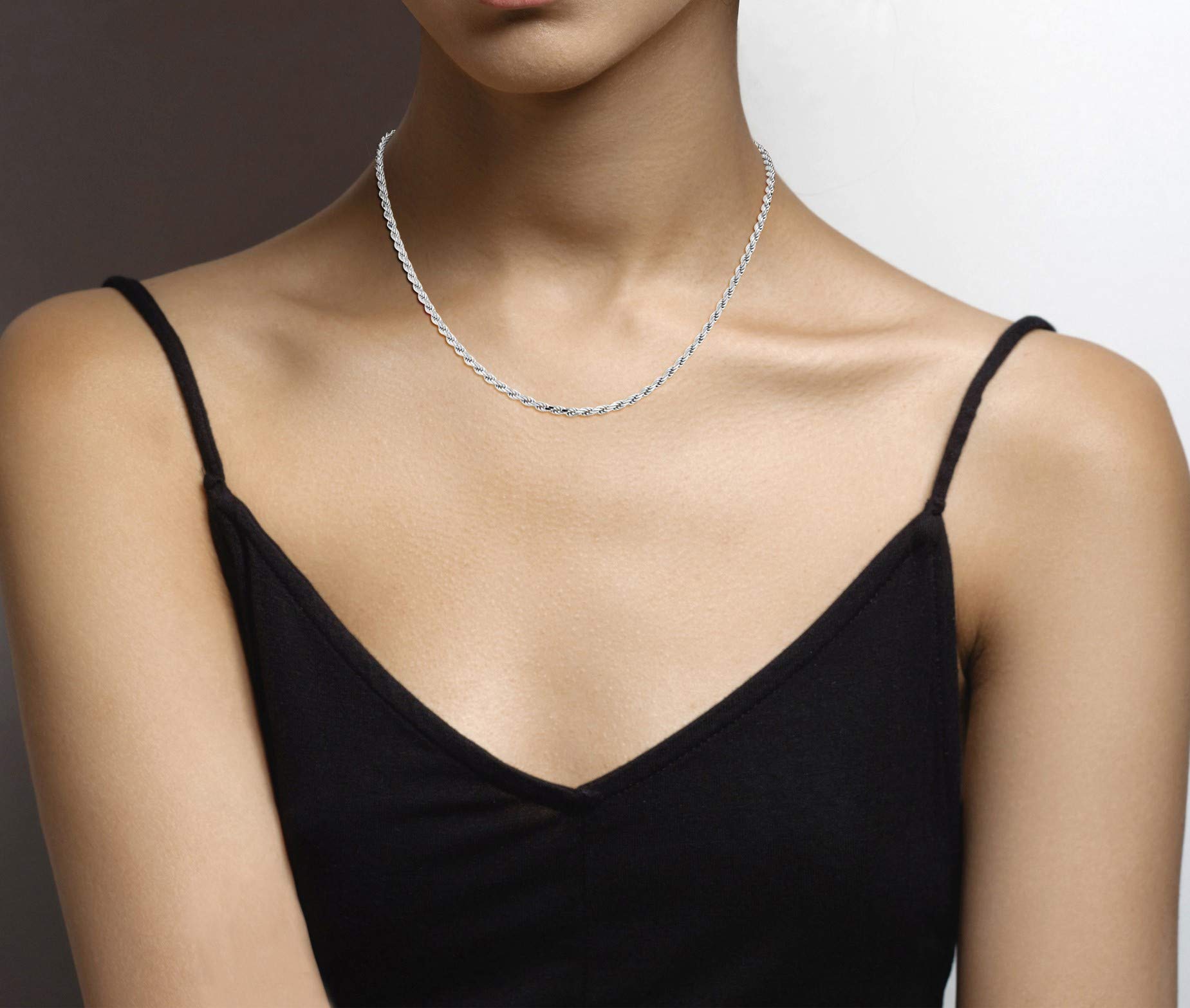 Men's Necklace, 3mm Men's Chain Necklace, Suitable for Men, Women 18-24 Inch Necklaces