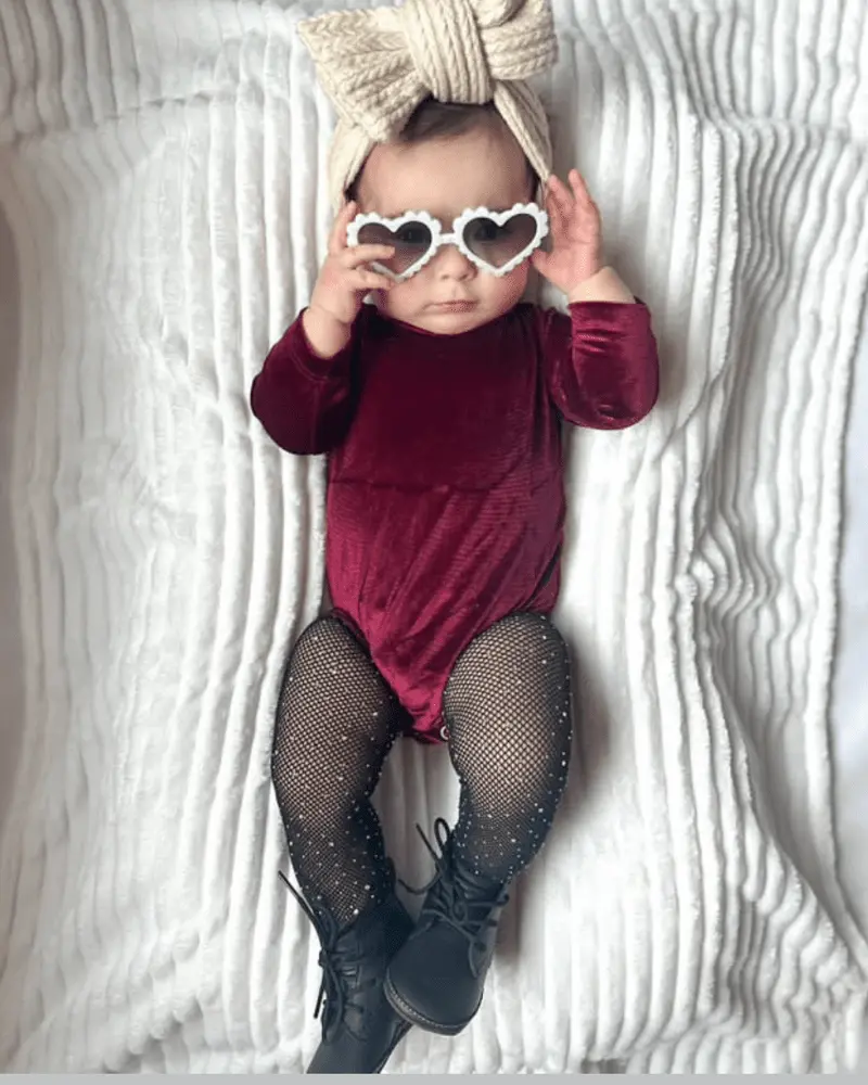 Baby Girl Leotard | Toddler Long Sleeve Bodysuit | Livee Velour Leotard Cranberry | Cute Kids Holiday Outfit for Photos, Winter & Special Occasions