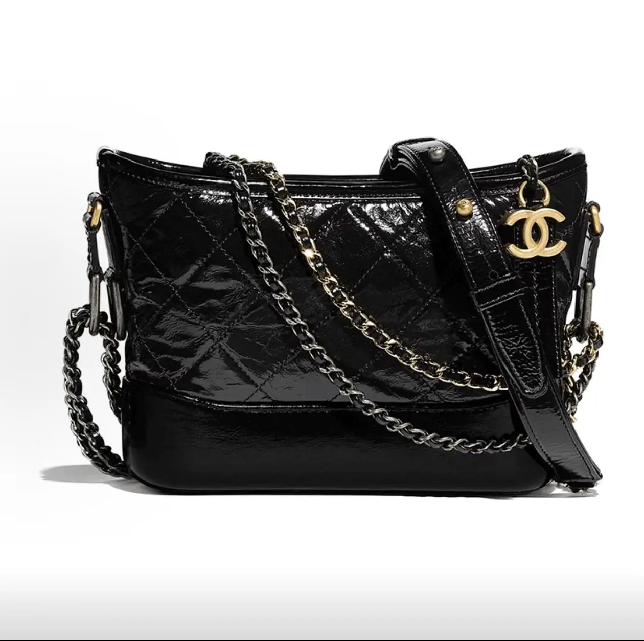 Pre-owned CHANEL Gabrielle Small Black Quilted Calfskin Crossbody Shoulder Bag Gold Tone Hardware