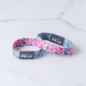 Tap To Pray® Wristband – River Rock Camo - Pink & Ash