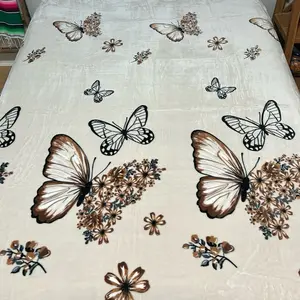 Crème butterfly King Size Blanket Throw