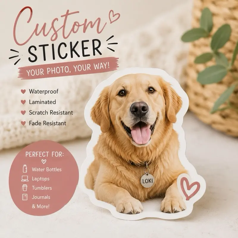 Custom Waterproof Vinyl Sticker | Personalized Photo or Logo Sticker