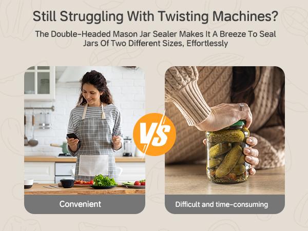 Easyera Dual-Head Mason Jar Sealer Auto-Stop Canning Kit with Dust Cover 5×Wide Mouth & 5×Regular Lids for Food Storage Vacuum Automatic Sealing in 30 Seconds Easyera Dual-Head Mason Jar Sealer Auto-Stop Canning Kit with Dust Cover 5×Wide Mouth & 5×Regular Lids for Food Storage Vacuum Automatic Sealing in 30 Seconds